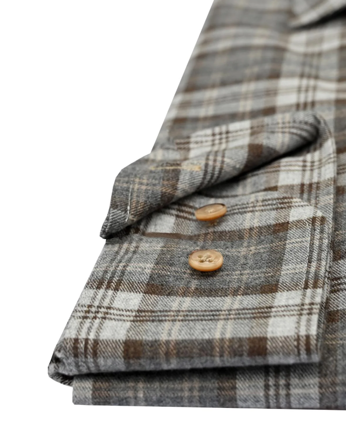Oscar Of Sweden Flanellskjorte Ruter Grå/Brun