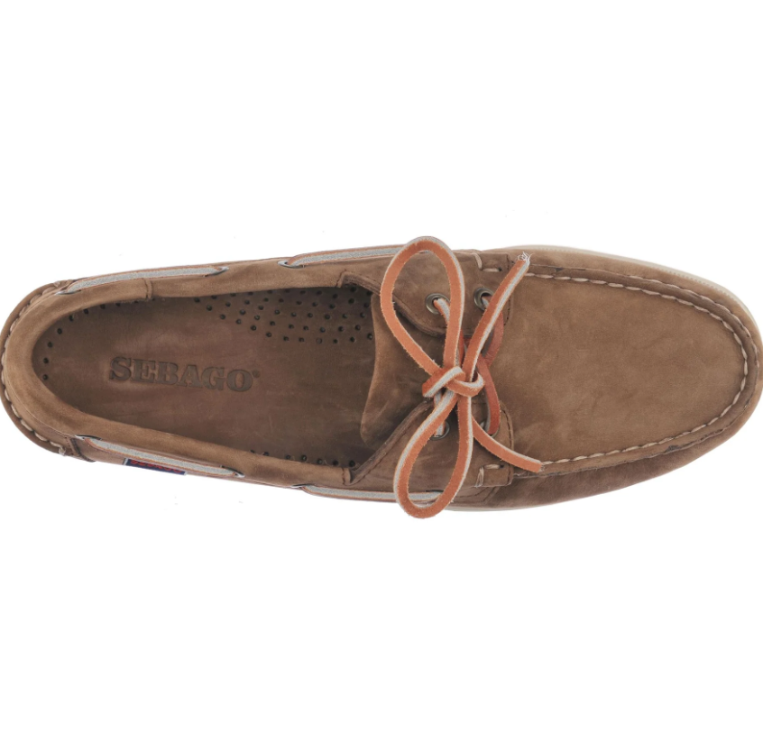 Sebago Docksides Portland Nubuck Mørkebrun ovenfra