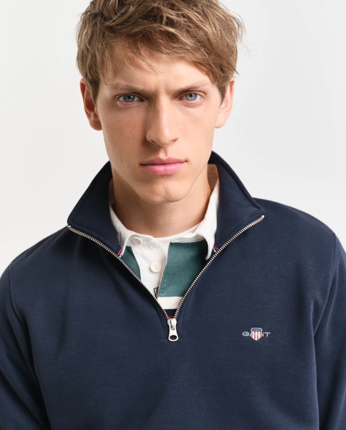 Gant Shield Bomull Half Zip Marine