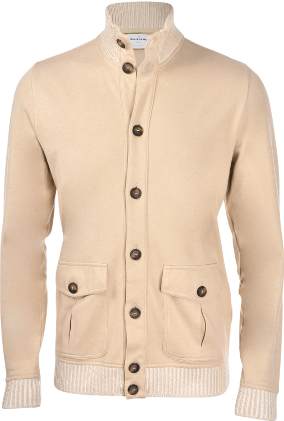 Gran Sasso Cardigan M/Knapper Bomull Sand