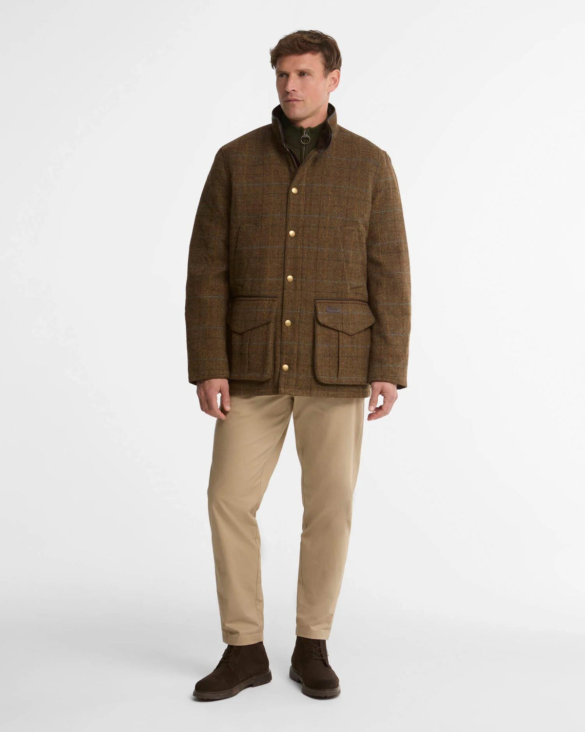 Barbour Hereford Tweed Ull Jakke Grønn