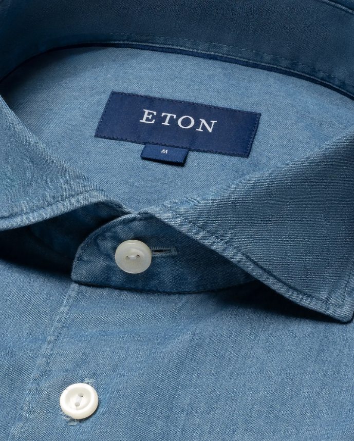 Eton Skjorte Denim Slim Blå