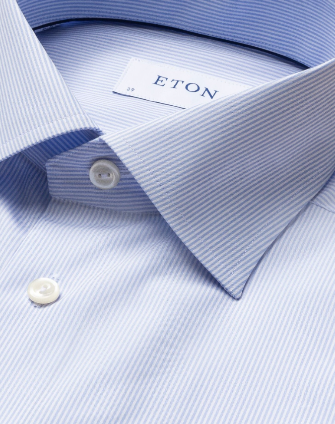 Eton Skjorte Contemporary Pinstripe Blå/Hvit Poplin