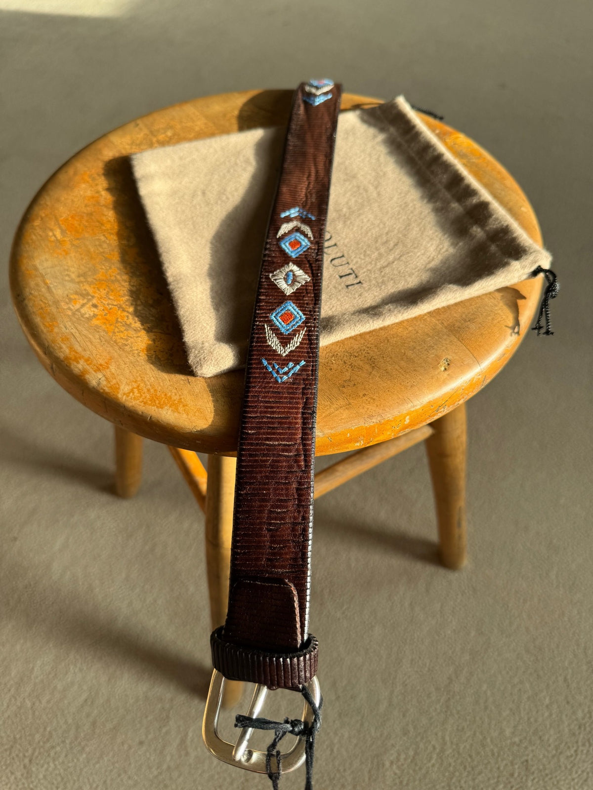 Alberto Luti Western Belte Brodert Brun