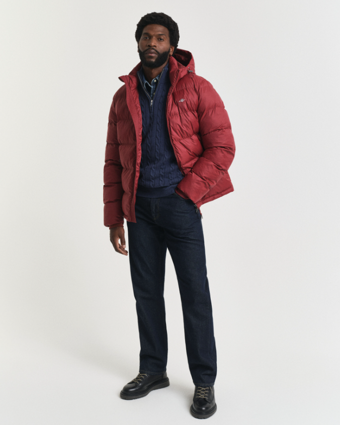 Gant Kabelstrikk Half-Zip Bomull Blå