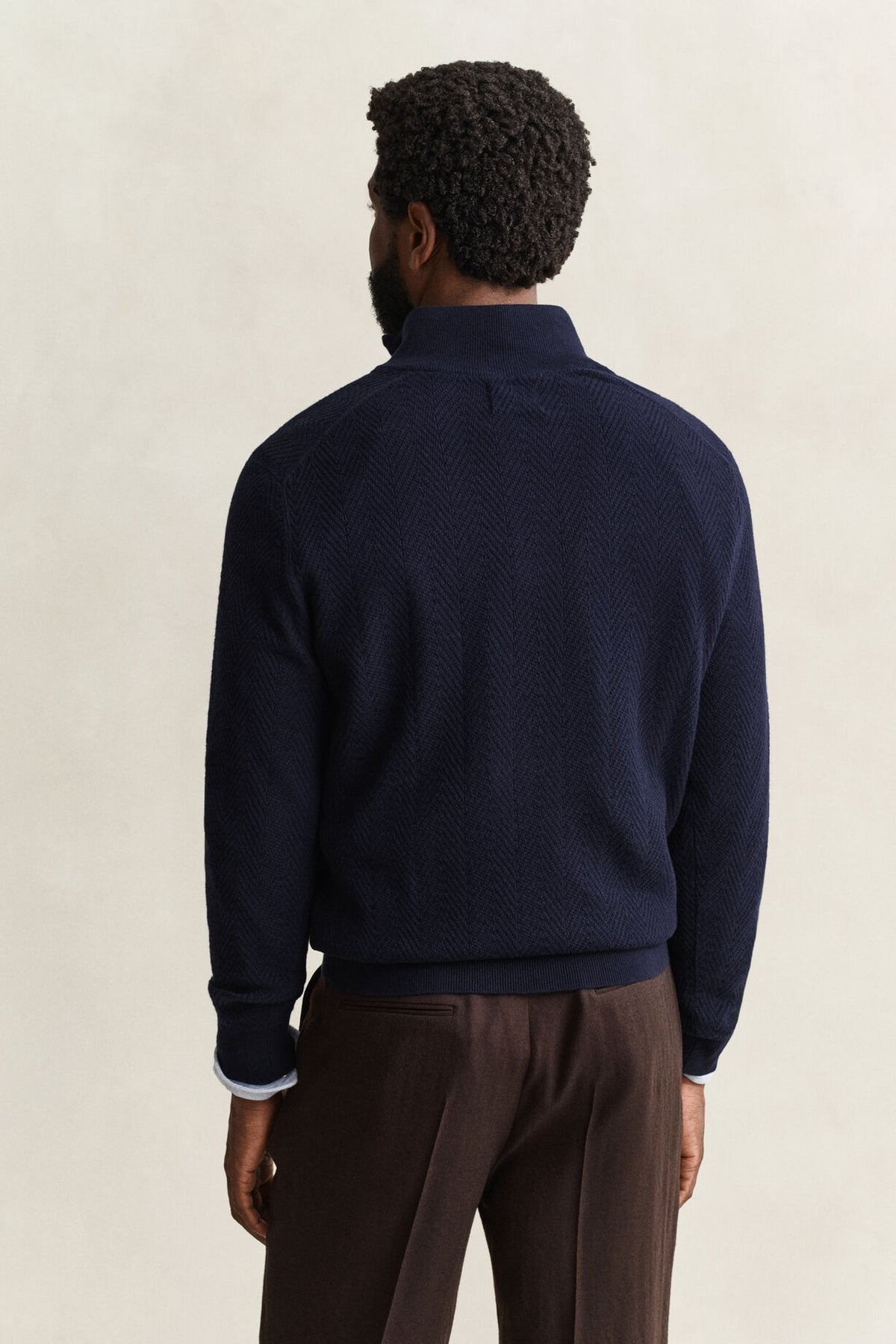 Gant Half-zip Bomull Herringbone Marin