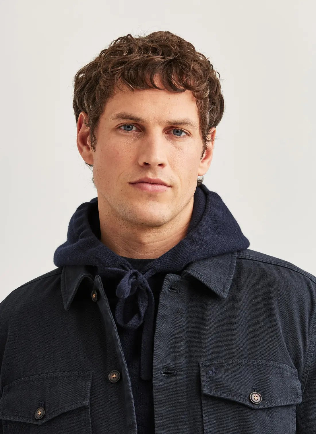 Morris Alain Twill Overshirt Bomull Marine