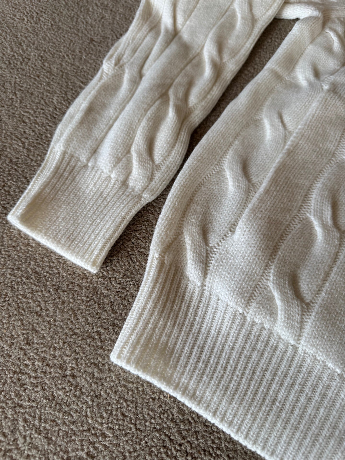 Gran Sasso Kabelstrikk Cardigan Merino/Kashmir Kremhvit