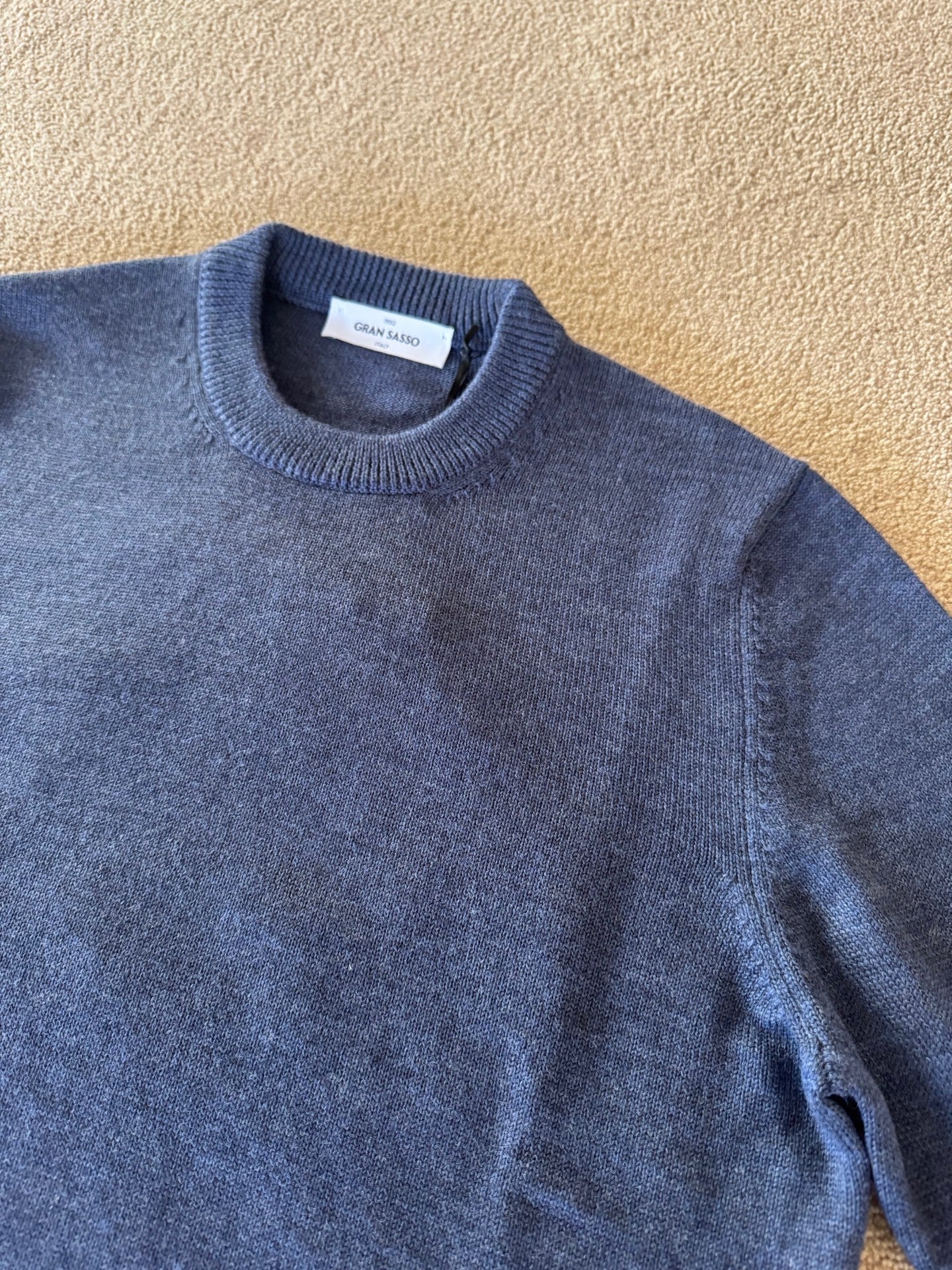 Gran Sasso Crewneck Merinoull Mellomblå