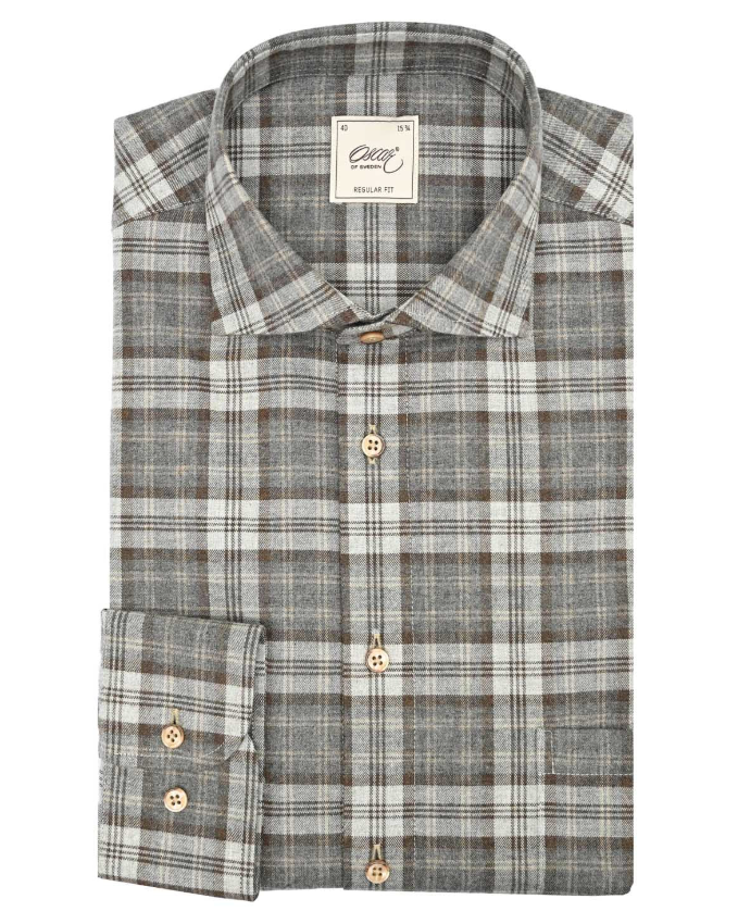 Oscar Of Sweden Flanellskjorte Ruter Grå/Brun