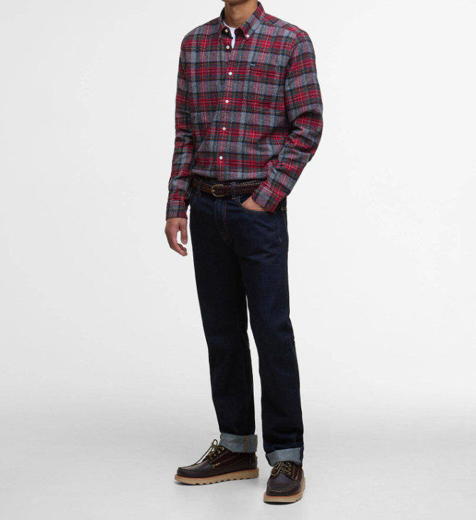 Barbour L/Erm Flanellskjorte Ashroad Ruter Rød
