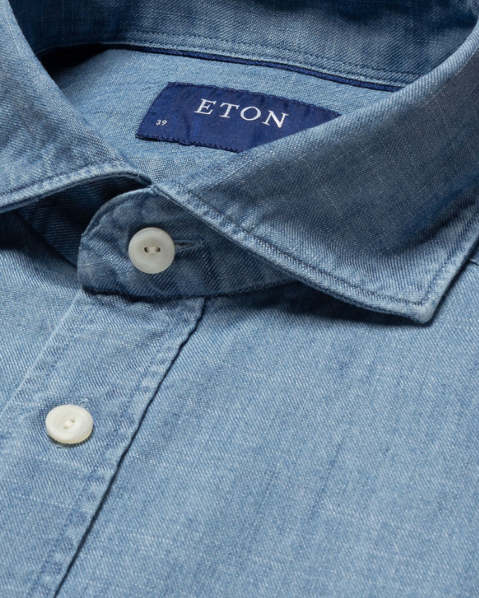 Eton Skjorte Contemporary Struktur Denim Indigo