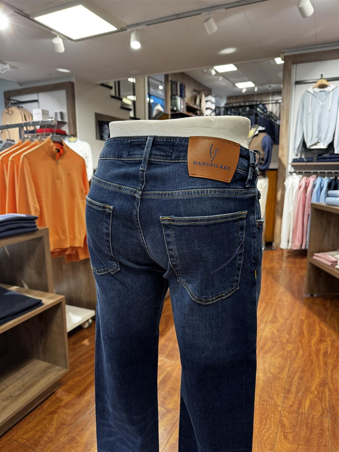 HandPicked Orvieto Jeans Vasket Mørk Blå