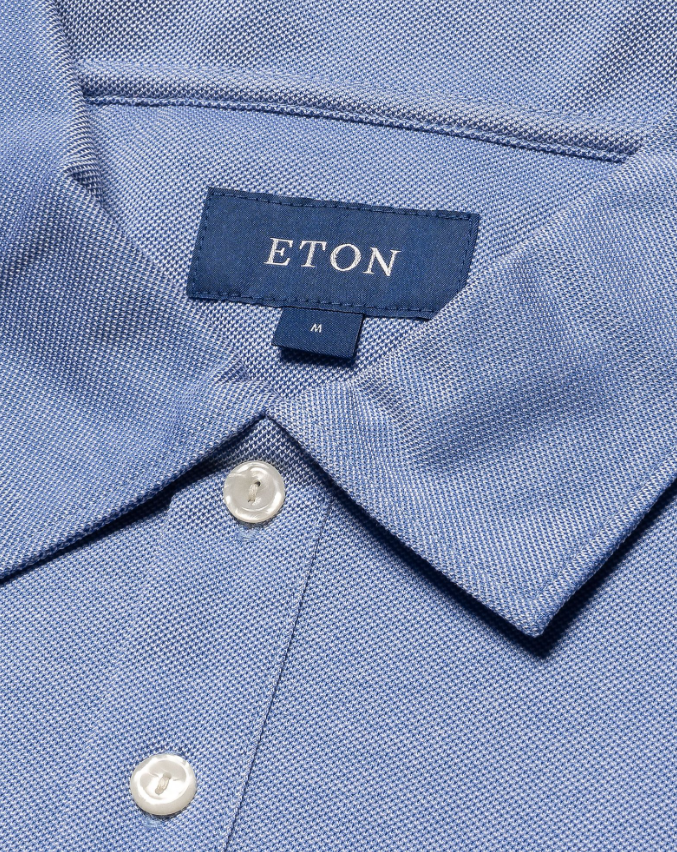 Eton Oxford Pique Bomull Lyseblå