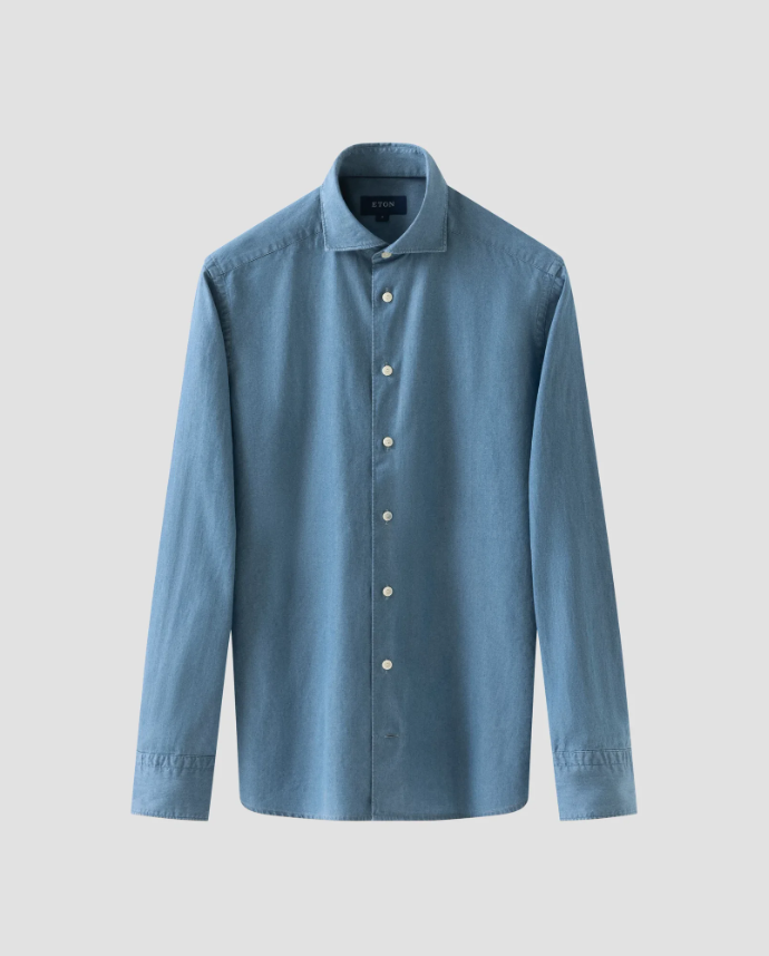 Eton Skjorte Denim Contemporary Blå