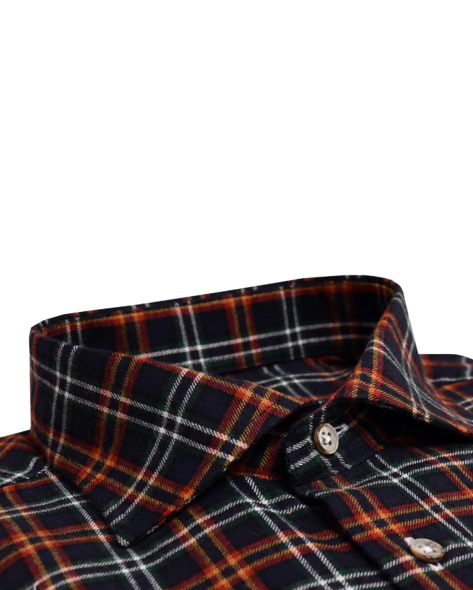 Oscar Of Sweden Flanellskjorte Bomull/Ull Ruter Blå