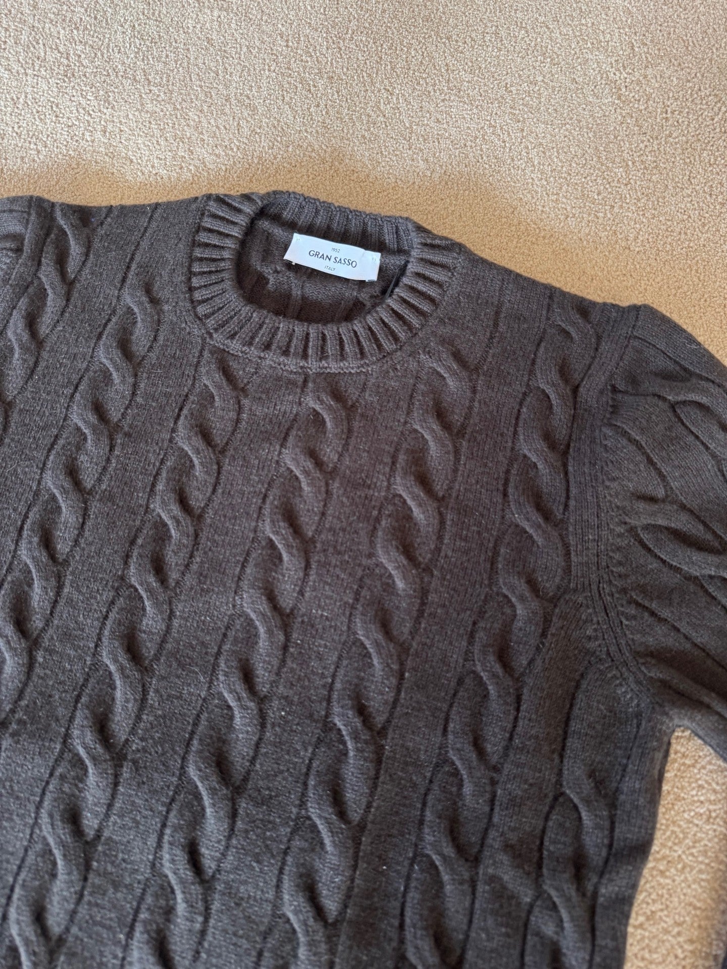 Gran Sasso Kabelstrikk Cashmere/Merino Brun