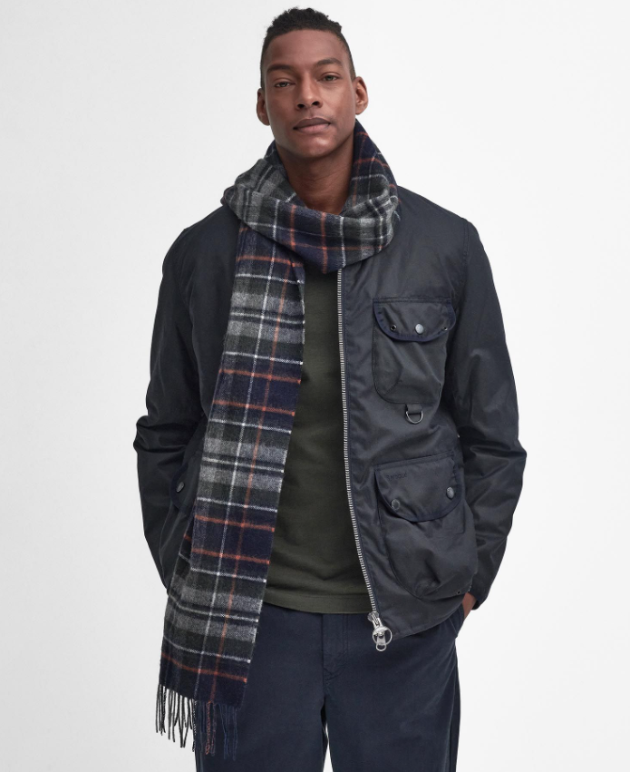 Barbour Skjerf Tartan Lammeull & Cashmere Marine Ruter