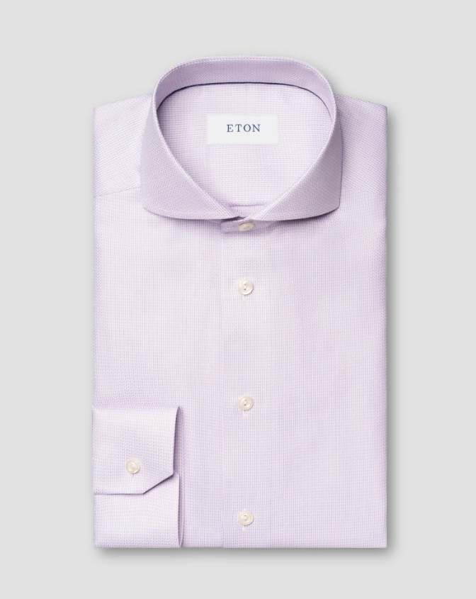 Eton Skjorte Contemporary Herringbone Lyserosa