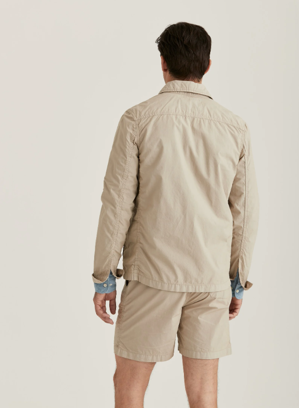 Morris Harrison Lt Overshirt Bomull Khaki på mann bakfra