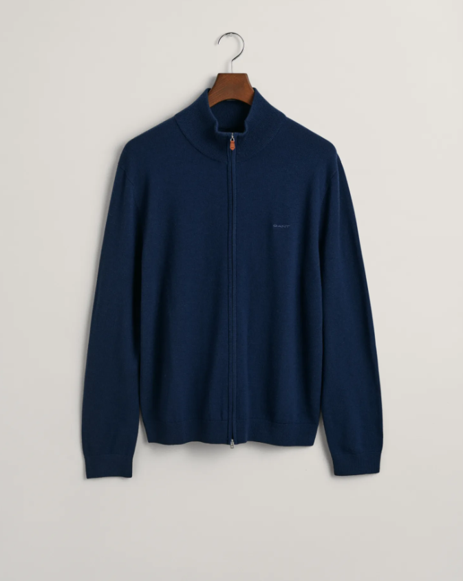 Gant Extrafine Merino Full-Zip Cardigan Marine