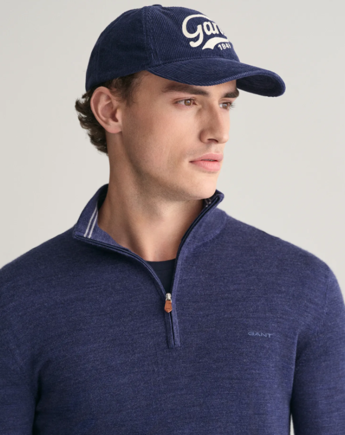 Gant Extrafine Merino Half-Zip Mellomblå