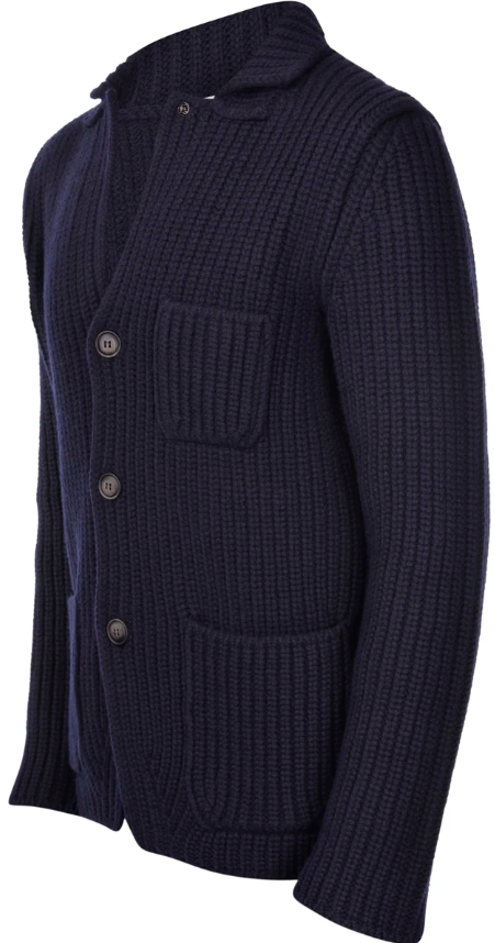 Gran Sasso Cardigan Merinoull Tykk Marine