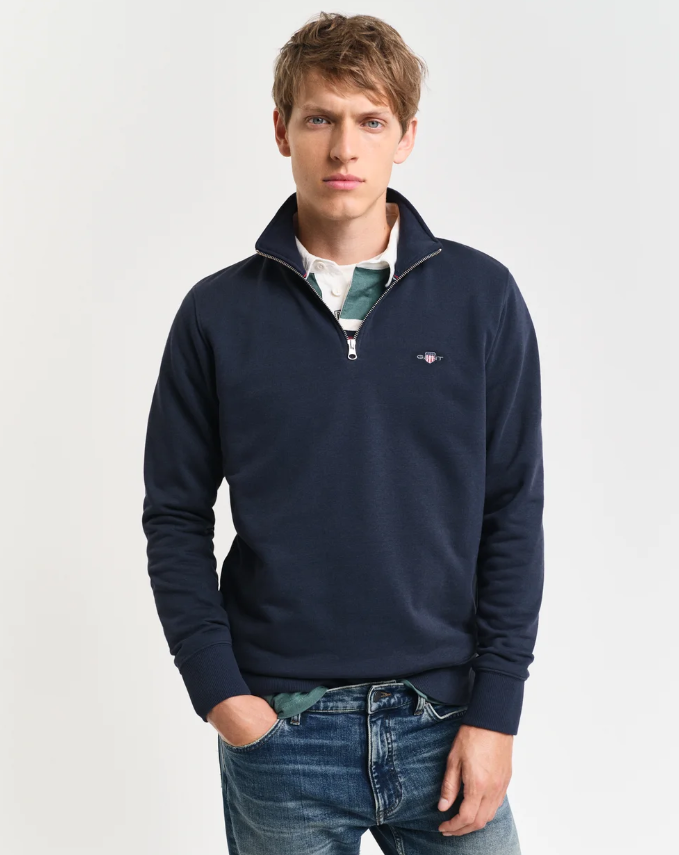 Gant Shield Bomull Half Zip Marine