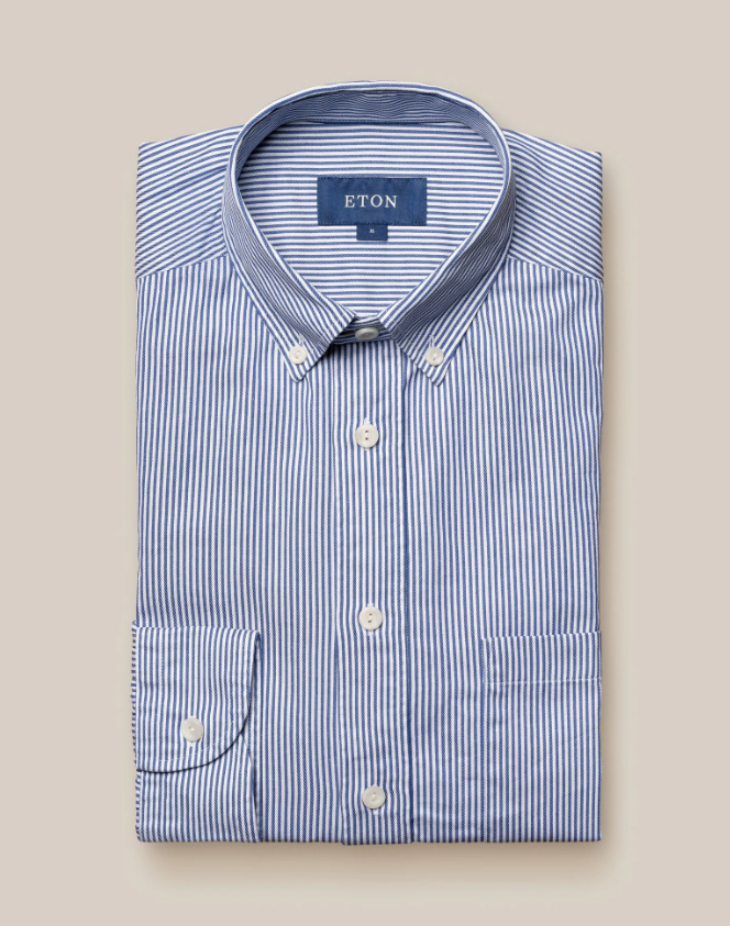 Eton Skjorte Contemporary M/Button Down Stripet Blå