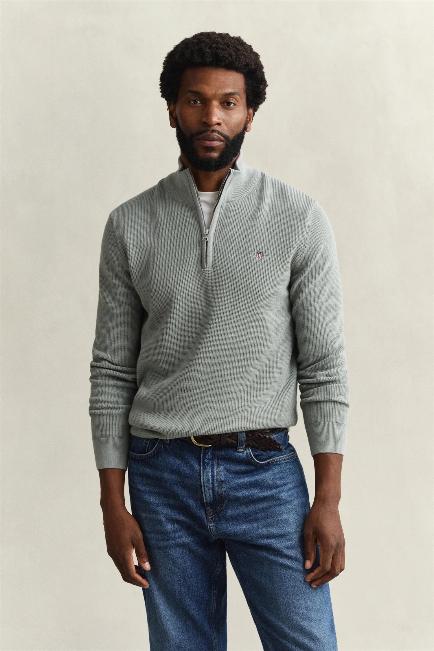 Gant Half-zip Bomull Lysegrønn