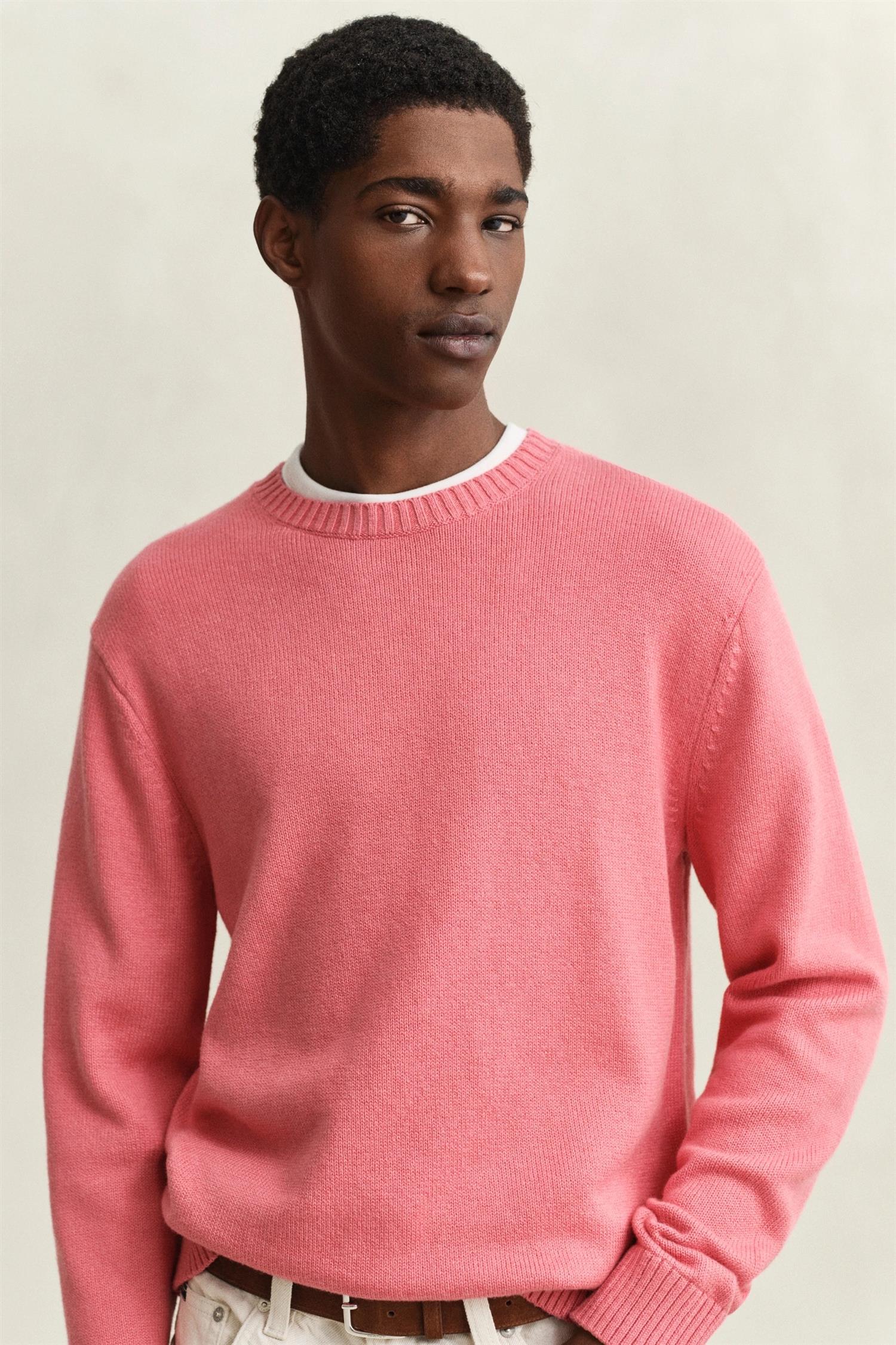Gant Genser R-hals Bom/cashmere Lyserød