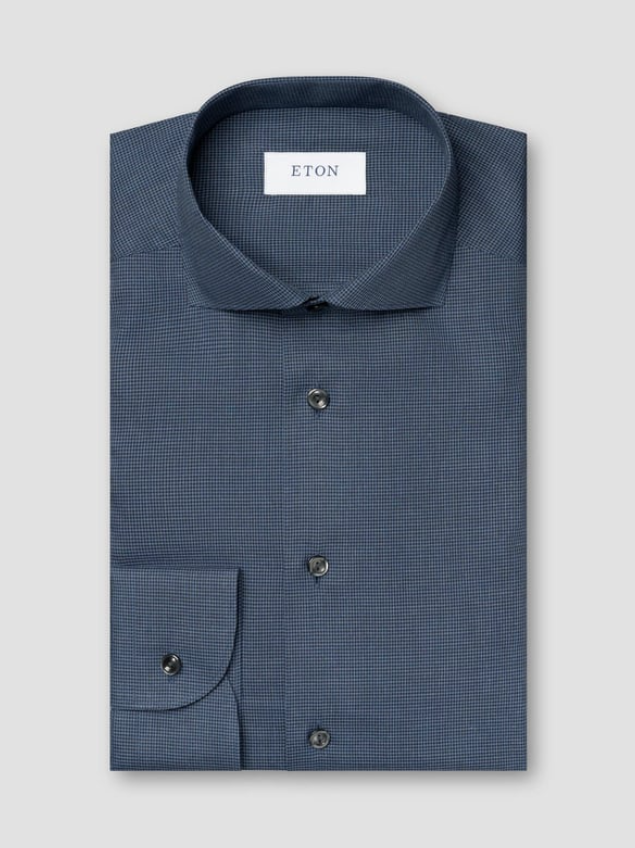 Eton Skjorte Contemporary Hundetann Flanell Blå