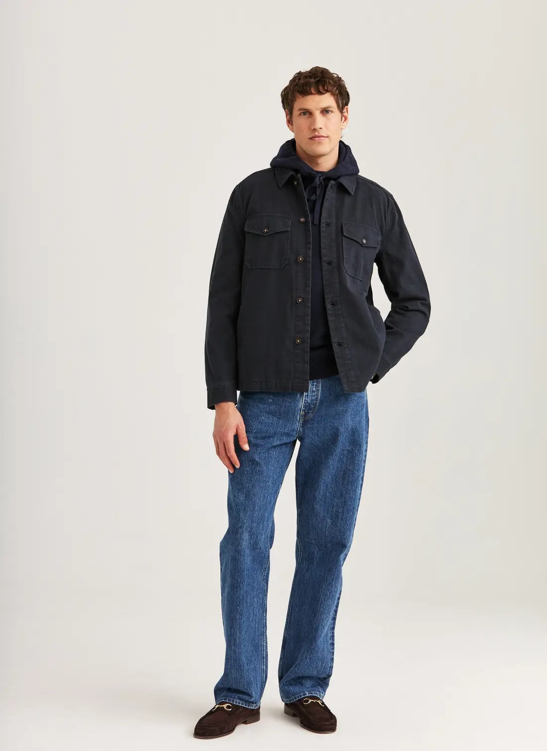 Morris Alain Twill Overshirt Bomull Marine