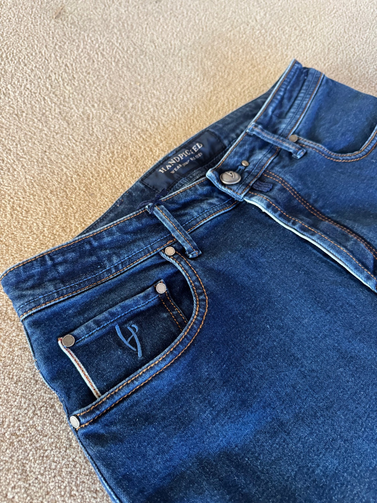 HandPicked Ravello Jeans Mørk Blå/blå Patch