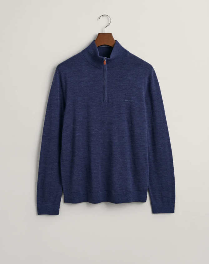 Gant Extrafine Merino Half-Zip Mellomblå