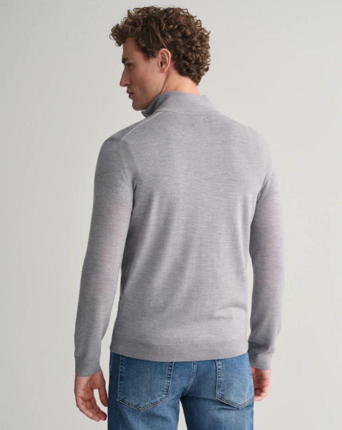 Gant Extrafine Merino Half-Zip Grå