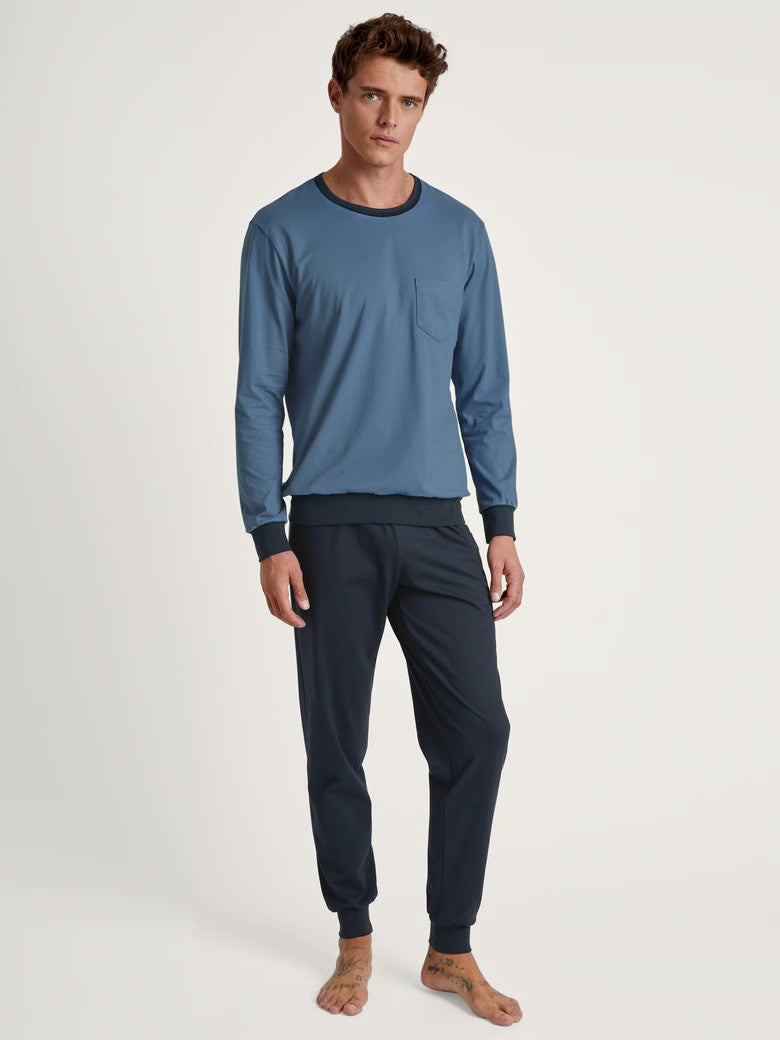 Calida Pyjamas R/Hals Blå