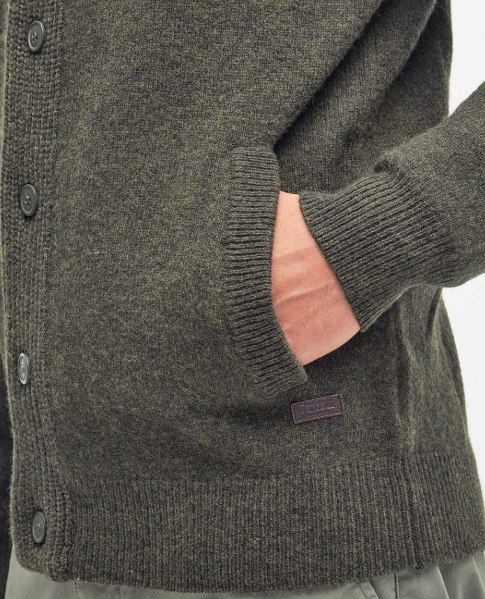 Barbour Strikkejakke Essential Patch Zip Mørk Grønn