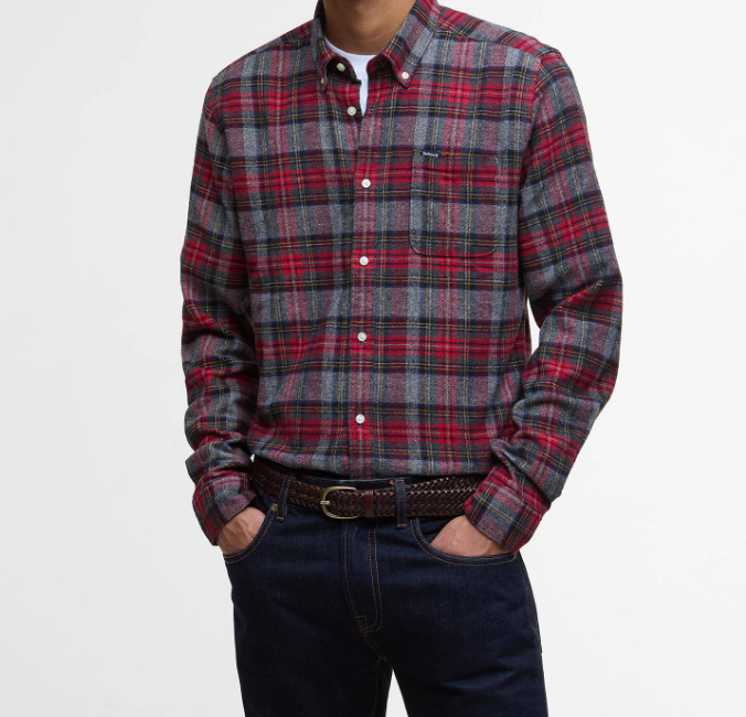 Barbour L/Erm Flanellskjorte Ashroad Ruter Rød