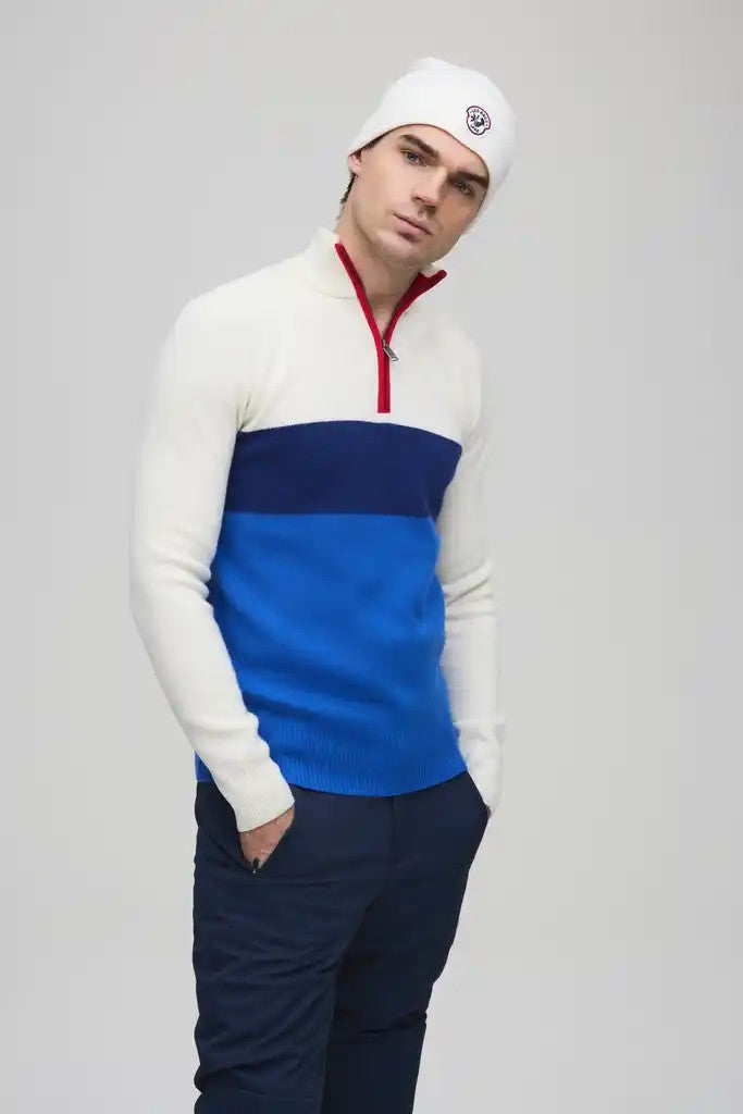 Les Arcs Kyle Half Zip Kremhvit/Blå