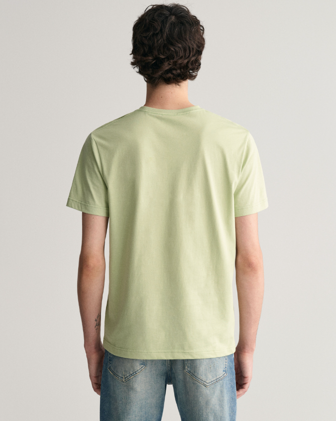 Gant T-skjorte Bomull Lysegrønn på mann bakfra