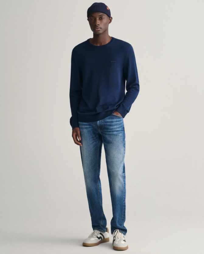 Gant Extrafine Merino Rundhals Marine