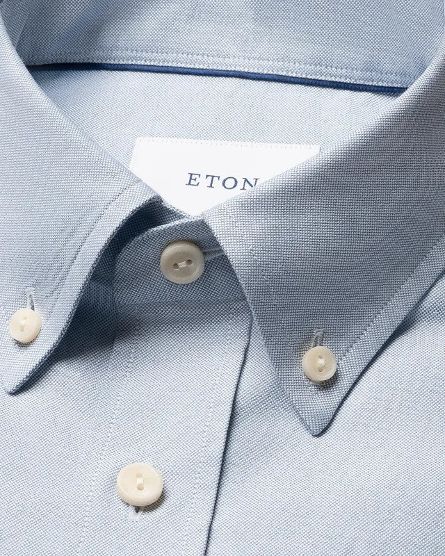 Eton Skjorte Bomull Oxford Lyseblå