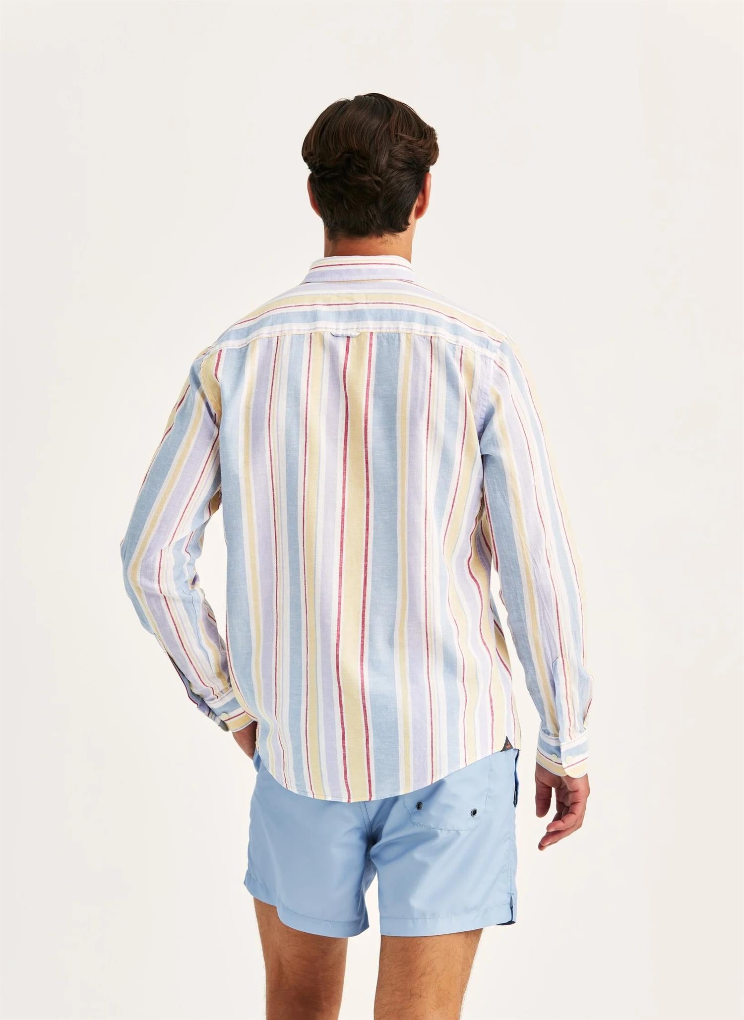 Morris Happy L/Erm Skjorte Lin Multi-color