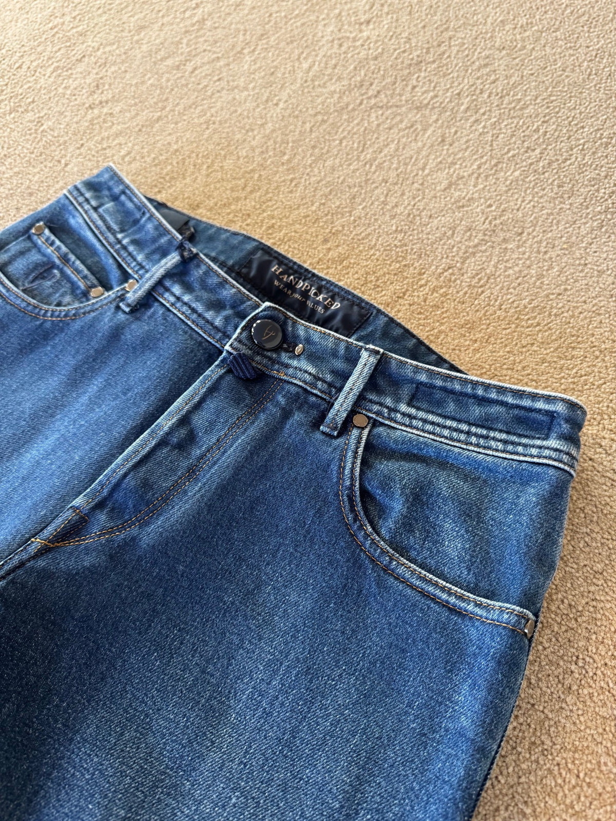 HandPicked Ravello Jeans Lys Blå/brun Patch