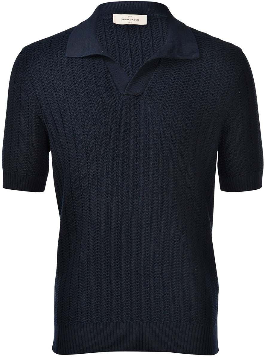 Gran Sasso Skipper Pique Bomull Marine