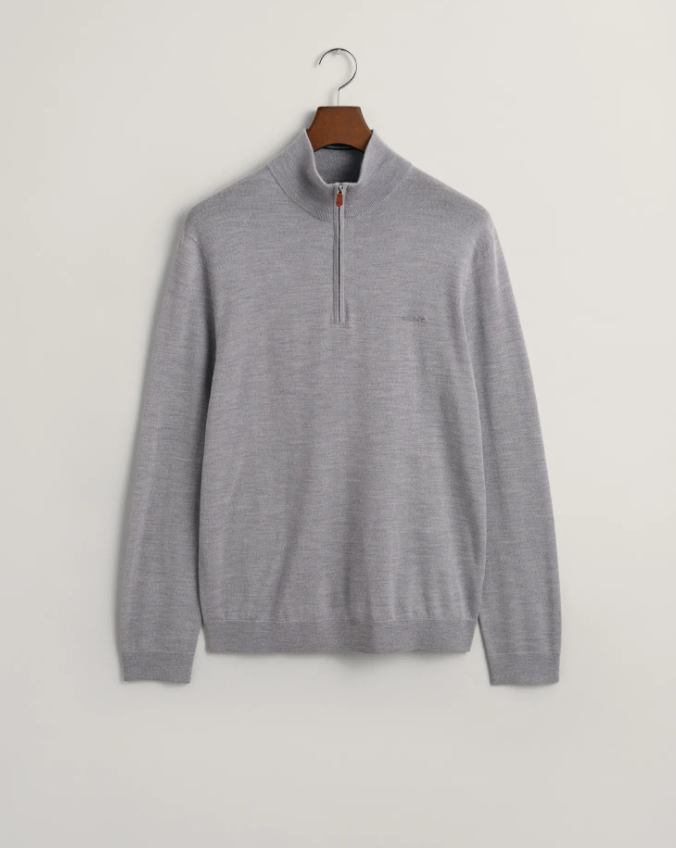 Gant Extrafine Merino Half-Zip Grå