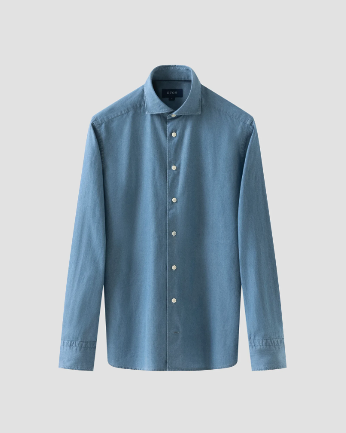 Eton Skjorte Denim Slim Blå