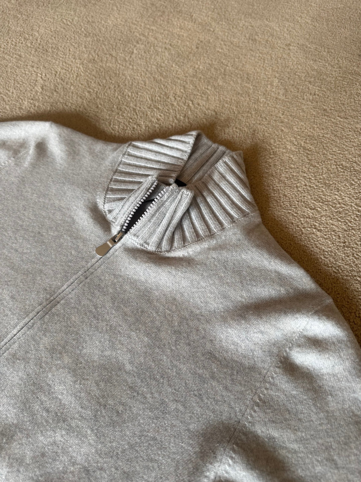 Gran Sasso Cardigan Felted Cashmere Full-Zip Lysegrå