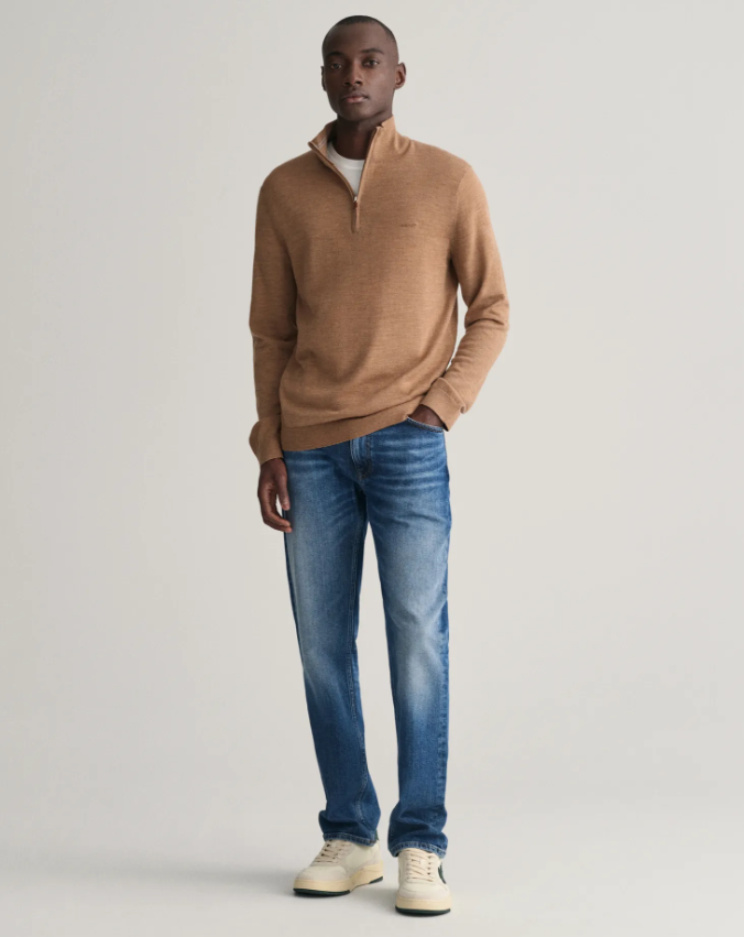 Gant Extrafine Merino Half-Zip Brun